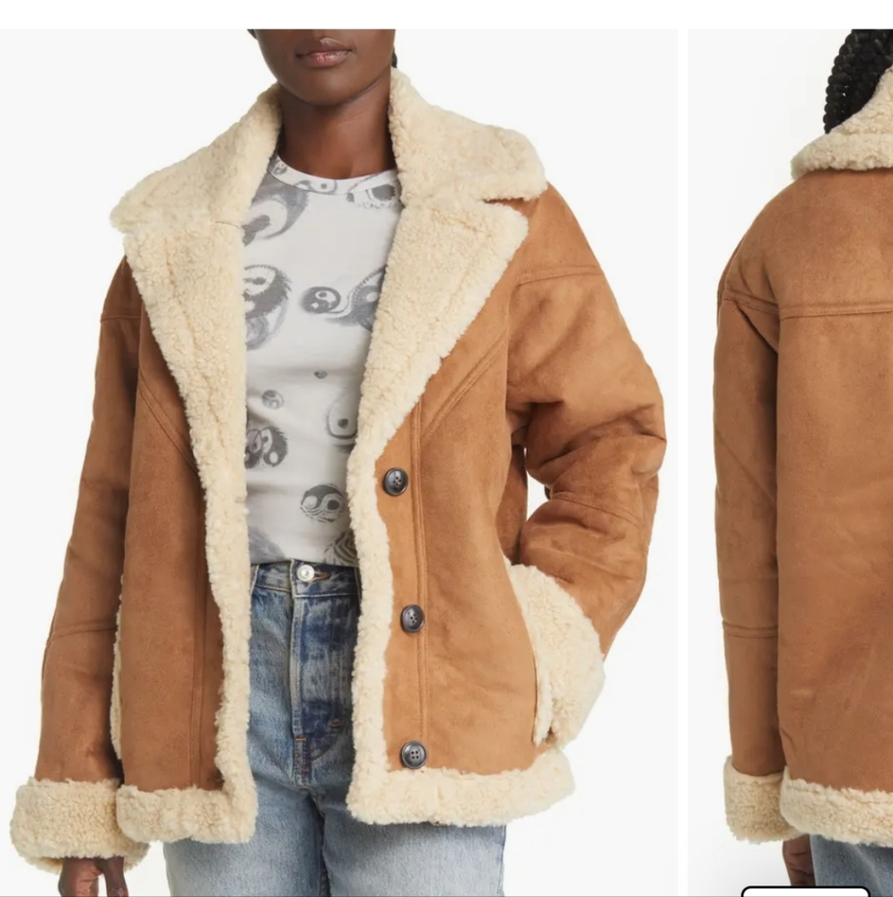 Topshop Faux Shearling Coat Size 10